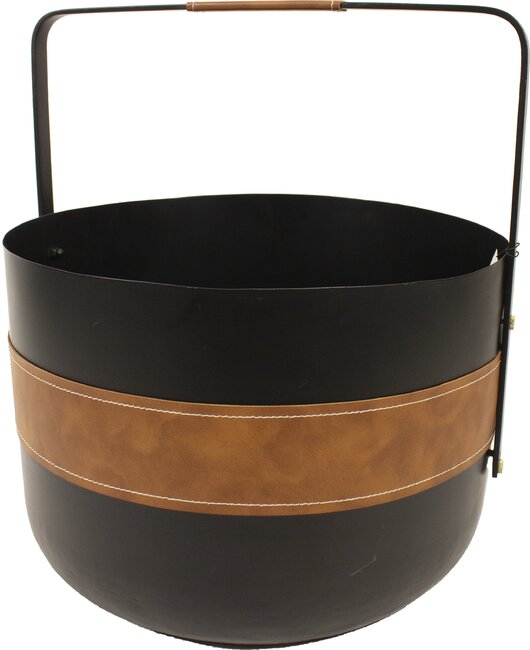 Contemporary Round Log Bucket with Leather Band
